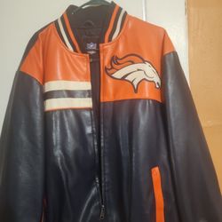 Denver Broncos Leather Jacketq Lrg. Great  Condition 125.00  Or Best Offer
