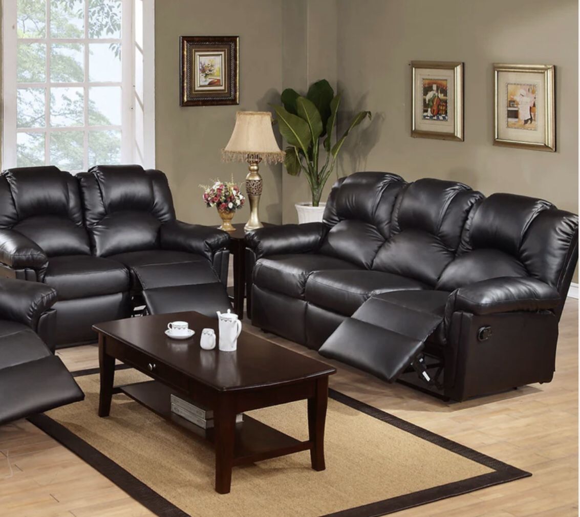Black Recliner Sofa And Loveseat Brand New