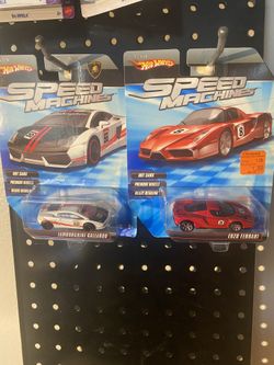 Hot Wheels  SPEED MACHINES  $ 45 EACH  NEW.    Red ENZO Ferrari and White Lamborghini 