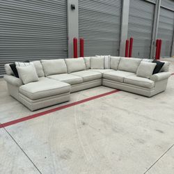 Large Beige Cindy Crawford Sectional – Delivery Available