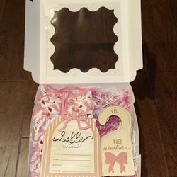 Pink Bow Themed Girl Baby Shower Gift Set