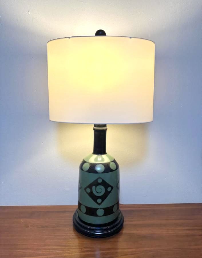 Modernist Black Green Table Lamp Custom Made By Lamps Ltd Durham NC