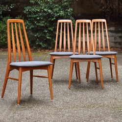 Four Restored Danish teak "Eva" dining chairs by Koefoed Hornslet