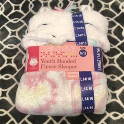 SantEve Unicorn Youth Hooded Fleece Sleeper Size 14/16