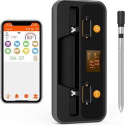 Wireless Meat Thermometer - Digital Bluetooth, for Inside and Outside Grilling - App Remote Control with 500 Ft Remote Range for Grill, Oven, Smoker, 