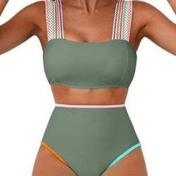 Women's Unbranded Green Multi-color Bikini Set Size L