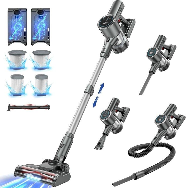 Cordless Vacuum Cleaner, 450W Lightweight Stick Vacuum, With LED Display, Come With 2 Batteries, brand new