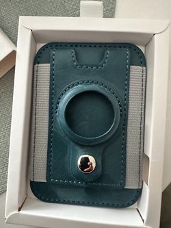 Teal Leather MagSafe Card Wallet with Ring Holder