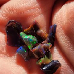 15.15ctw LOT NATURAL BLACK ETHIOPIAN FIRE OPAL COLORFUL GEMSTONES BUNDLE 9PCS.