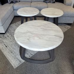 NEW 3PC OCCASIONAL TABLE SET - WHITE AND DARK CHARCOAL|| SKU#ASHT414