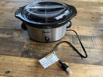Parini Black Stoneware Double Compartment Stainless Steel Exterior Slow Cooker