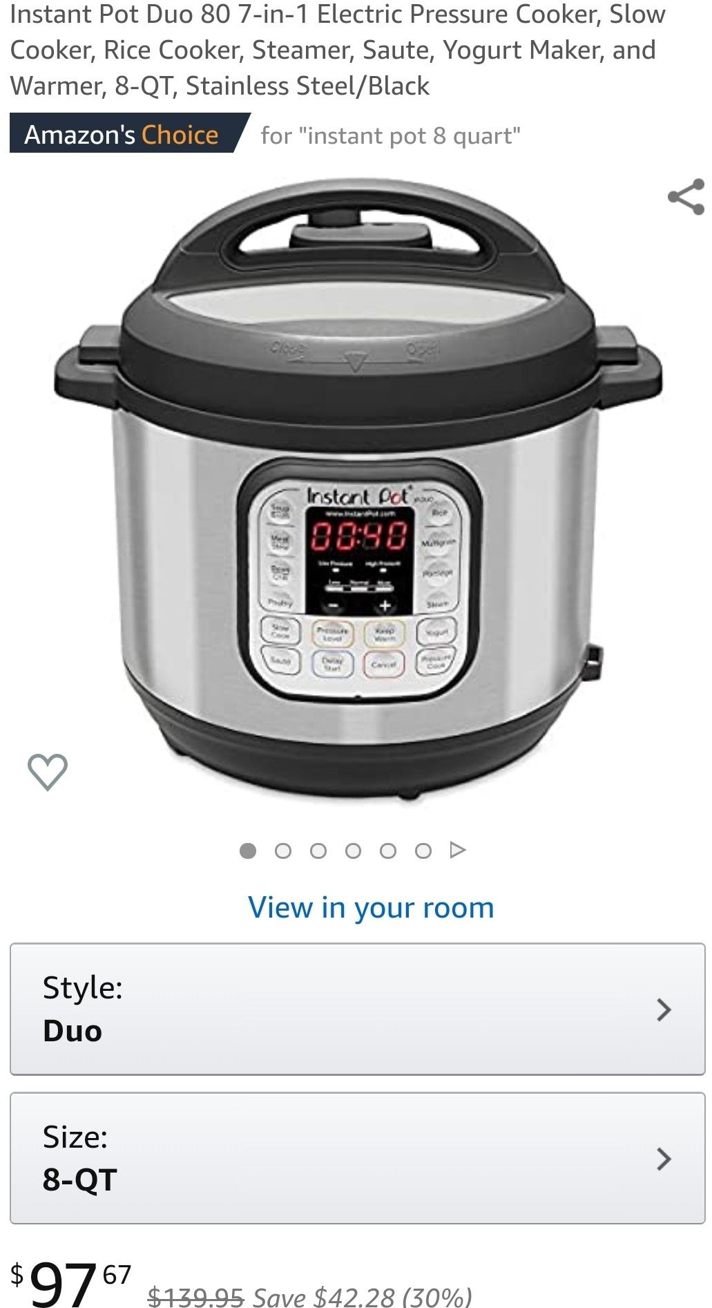 8 quart dented instant pot-new