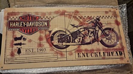 Harley Davidson Tin Sign Embossed