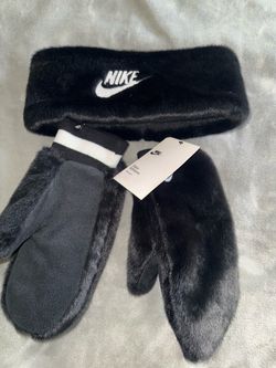 Nike Faux Fur Mittens and Headband Set