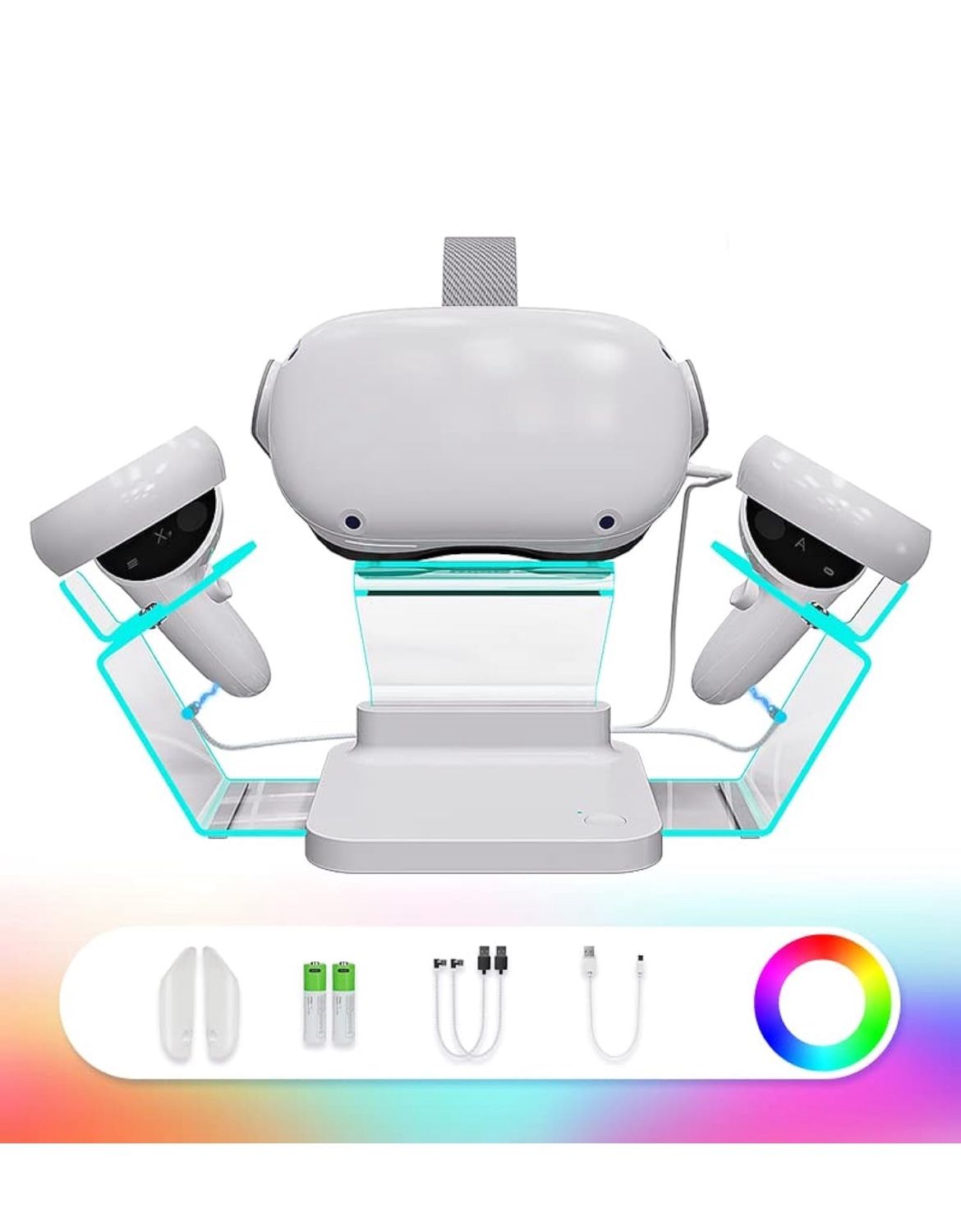 RCGEEK HiBloks VR Stand LED Light Display Holder with Charger Acrylic White New