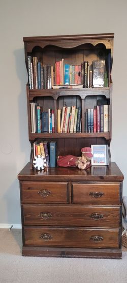 Rustic Wood Hutch with Dresser Base