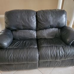 Black Leather Love Seat Couch - 56L X 39W