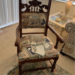 Throne Like Antique Oak Armchair 