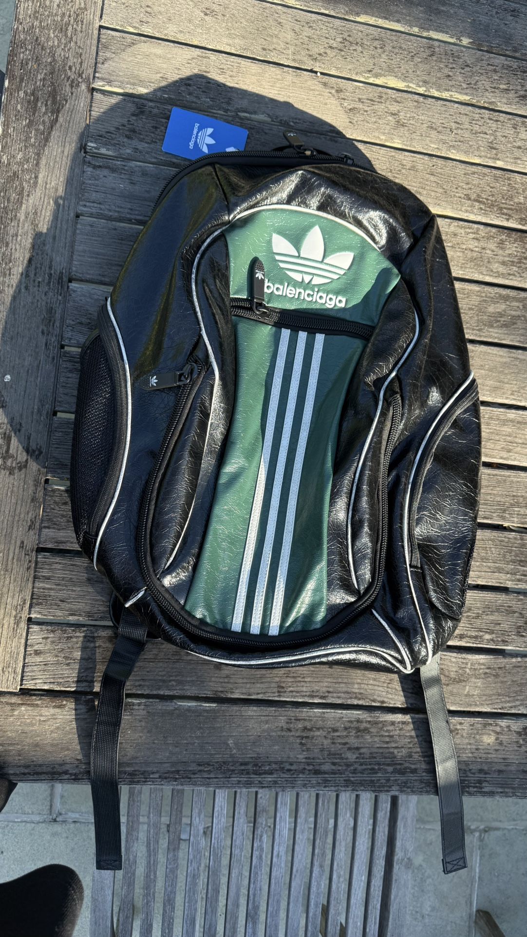 Balenciaga Adidas Black/green Leather Backpack