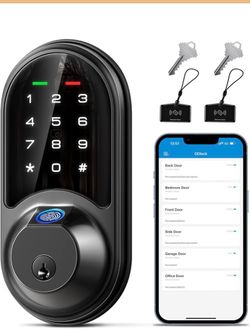 Front Exterior Door Security Lock - Veise Fingerprint Smart Lock 7-in-1 Smart Locks for Front Door, Keyless Entry Door Lock with App Control, Biometri