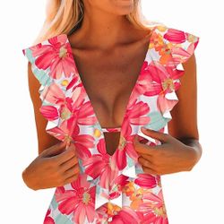 Sporlike One Piece Tropical Swim Wear 