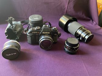 Konica camera with lenses vintage