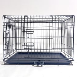 Dog Wire Cage 30 inches Reinforced Dog Crate Collapsible Pet Cage with Double Doors Leak Proof Plastic Tray Outdoor Indoor Portable for Pets Cats and 