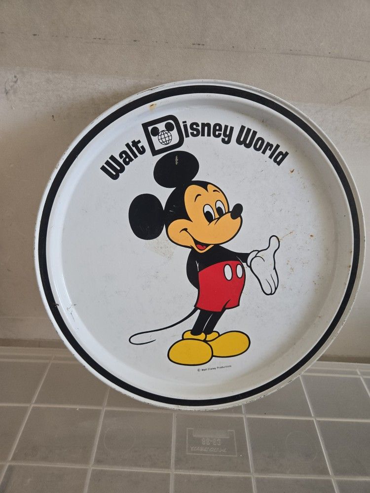 Vintage Walt Disney World Mickey Mouse Metal Tray