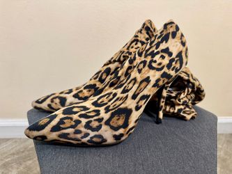 Leopard Print Stiletto Pantsuit Boots / Pantashoes — Women's Size 8.5