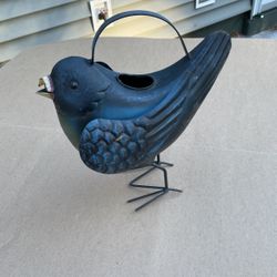 Metal Bird watering Can 12”H 11” W