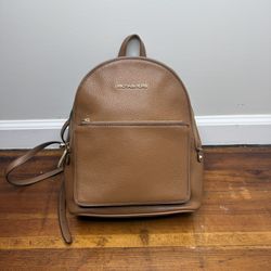 Michael Kors Brown Pebbled Leather Backpack with Gold Hardware