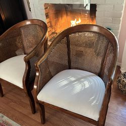 (2) MCM Midcentury Modern Cane Chairs. 