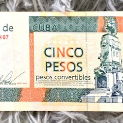 5 Pesos Convertibles 2013 Banco Central De Cuba Circulado