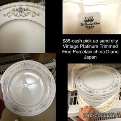 $85 Vintage Platinum Trimmed Fine Porcelain china Diane Japan
