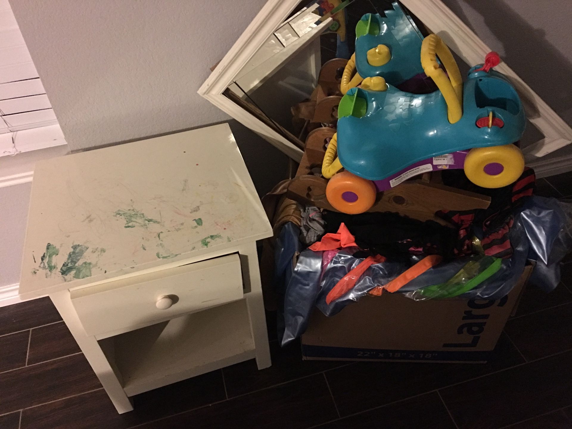 Free kids toys some clothes costumes nightstand