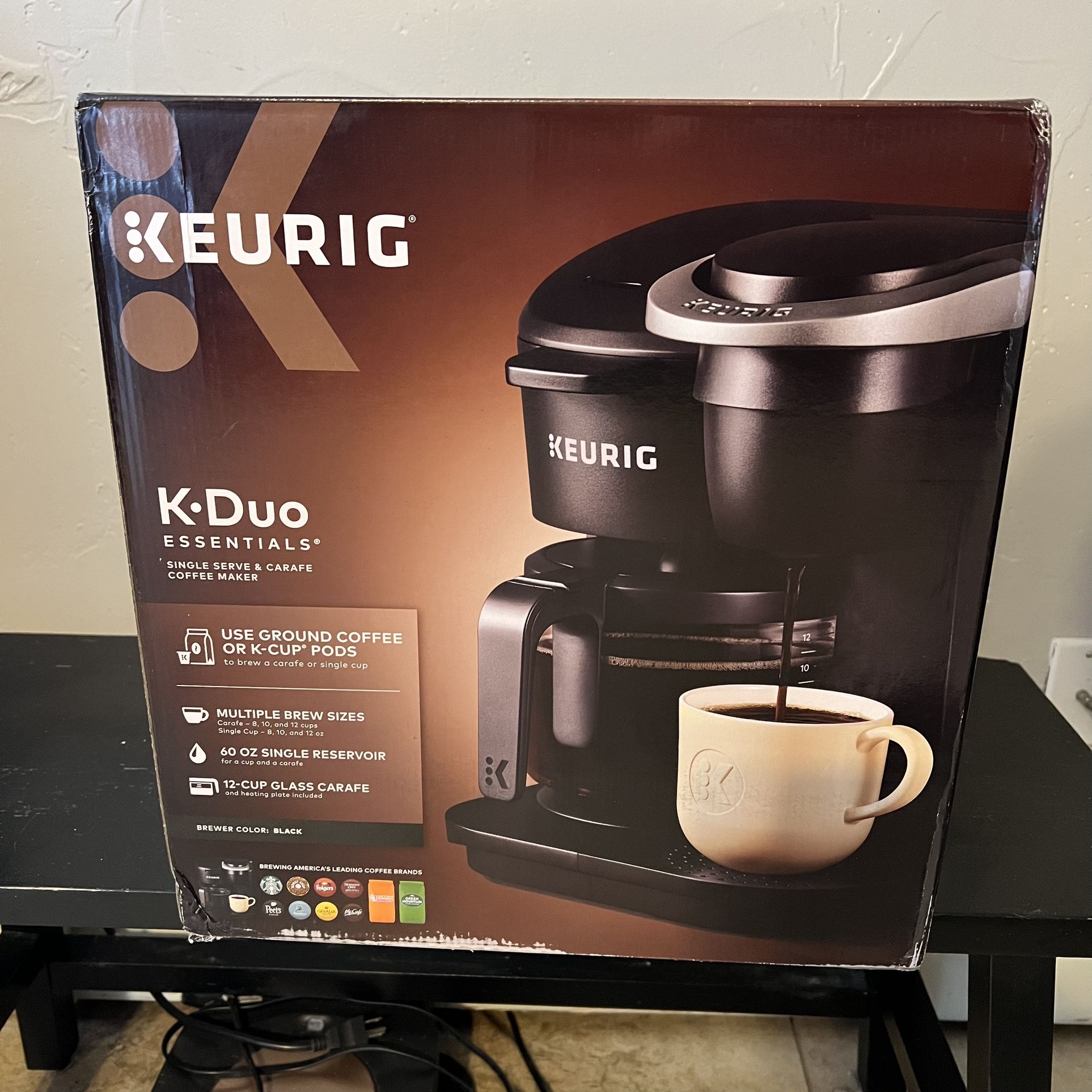 Keurig K-Duo Essentials Black Single-Serve K-Cup Pod Coffee Maker, Black