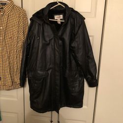 Ladies’ Black Leather Coat-$50