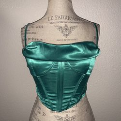 Parthea Draped Satin Bustier Cami Corset Top 