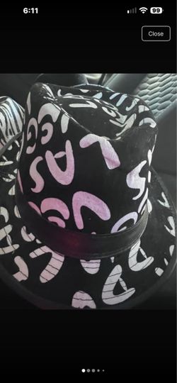 Black Fedora Hat with Pink Graphic Print