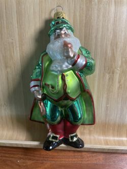 Kurt Adler Vintage Glass Christmas Ornament - Colorful Santa Claus Figure