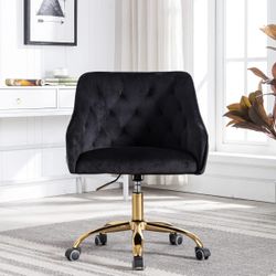 Black & Gold Velvet Vanity Chair 