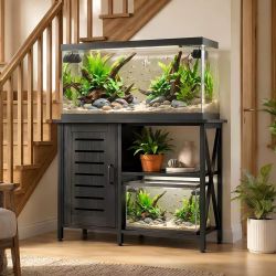 40-50 Gallon Fish Tank Stand, Aquarium Stand with Cabinet Accessories Storage, Heavy Duty Metal Frame, 40.55" L*18.89" W Tabletop, 850LBS Capacity, Bl