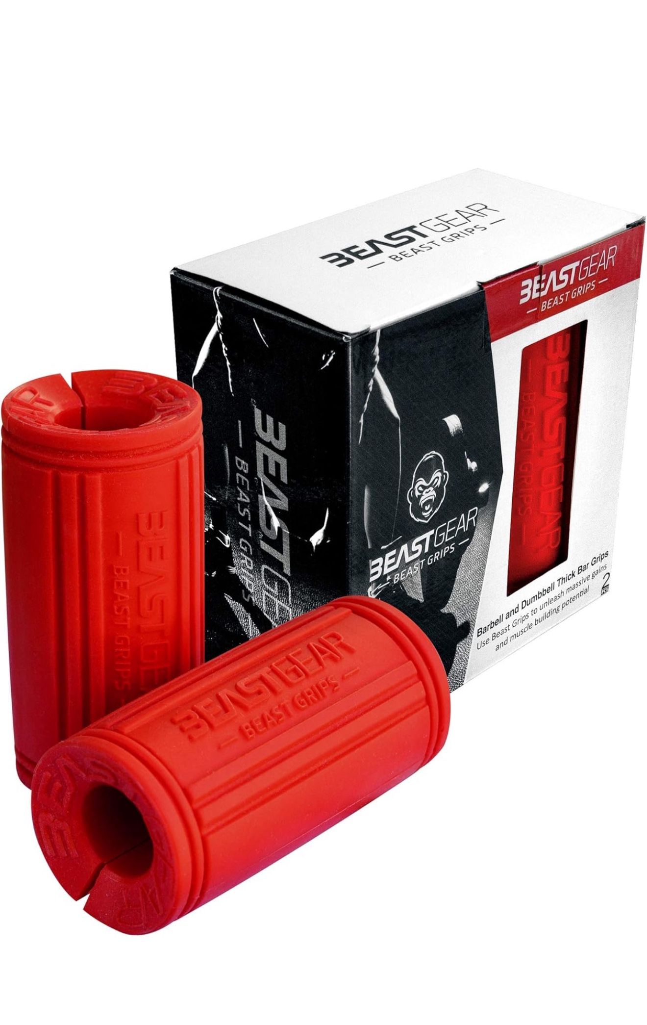 Beast Gear - Barbell and Dumbbell Bar Grips for Weightlifting & Muscle Building - Strength Training Equipment
