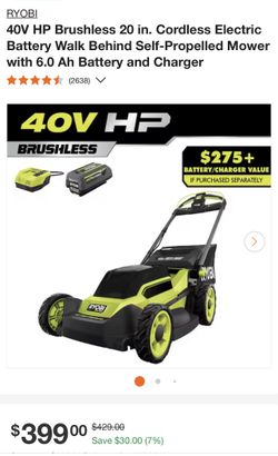 40V HP Brushless 20 in. Cordless Electric Battery Walk Behind Self-Propelled Mower with 6.0 Ah Battery and Charger