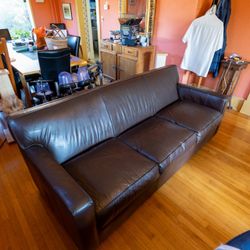 Brown Leather 3-Seat Sofa