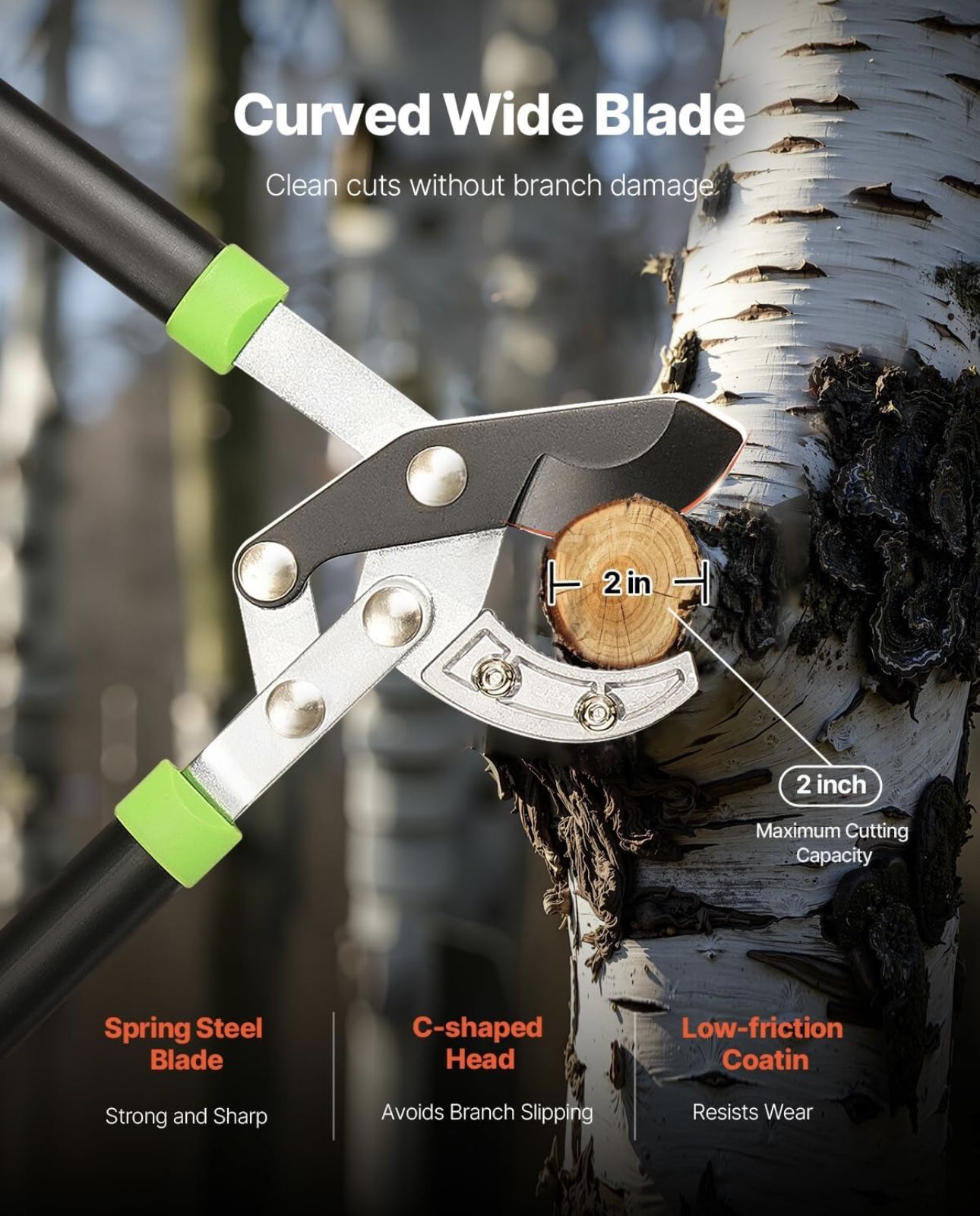 VEVOR Loppers for Tree Trimming, 32 inch Garden Anvil Trimmer with Compound Action, Sharp Steel Blade, Heavy Duty Tree Branch Cutter Up to 2 inch Dia