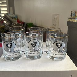 Los Angeles Raiders Vintage Glasses With Gold Rim 1983 Super Bowl