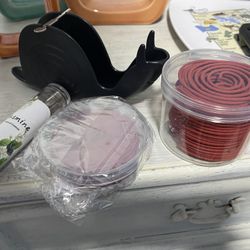 NEW snail incense burner coils 2 Sakura Scent stack & 50 Orange Stack + Jasmine Wood