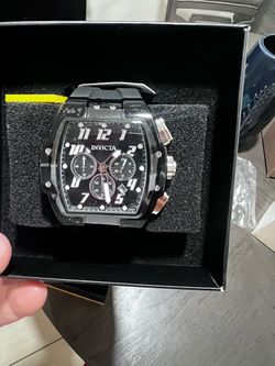 Invicta Chronograph Watch Black Tonneau