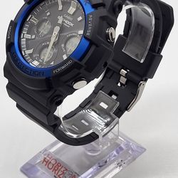 Casio G-Shock Men's Tough Solar Blue Accent Black Resin 52mm Watch GAS100B-1A2